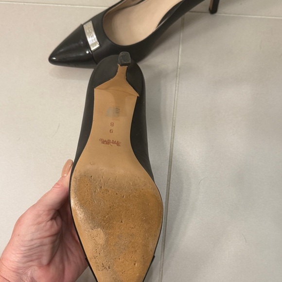 Coach Black Leather Heels Size 9 - Picture 5 of 11